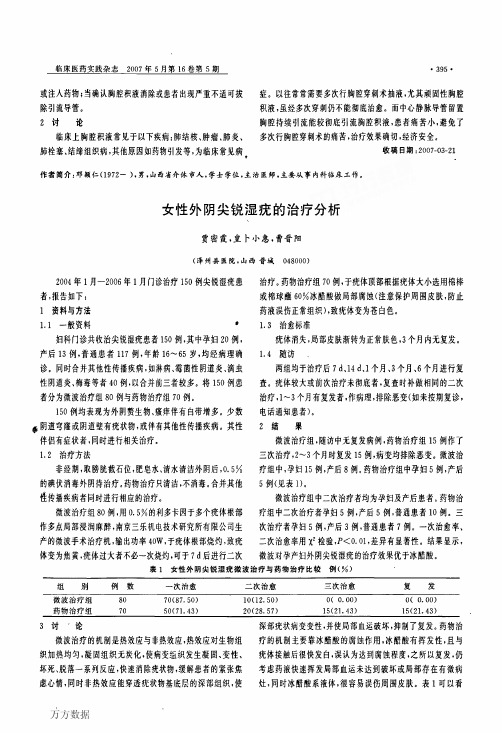 女性外阴尖锐湿疣的治疗分析