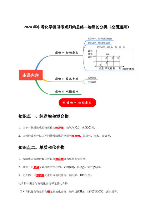 2024年中考化学复习考点归纳总结—物质的分类(全国通用)