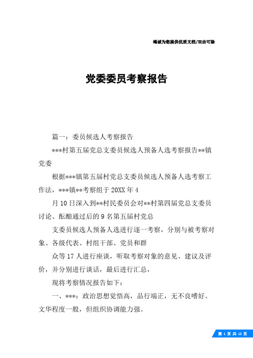 党委委员考察报告