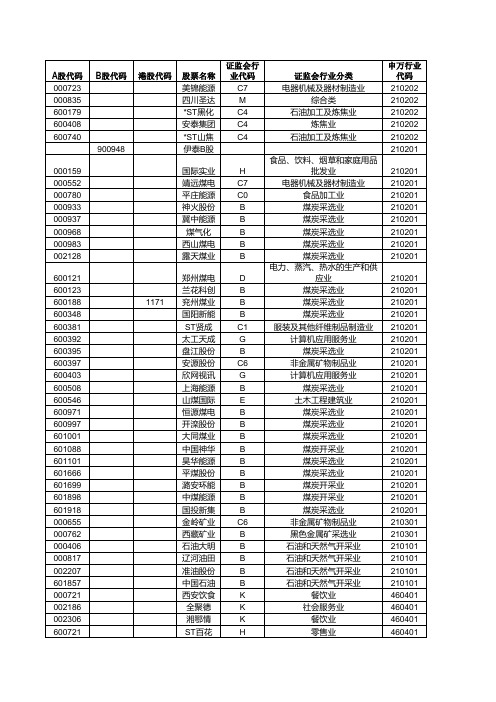 申银万国证券行业分类表.xls