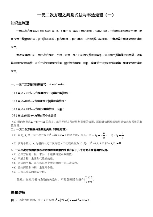 一元二次方程之判别式法与韦达定理