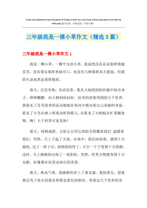 三年级我是一棵小草作文(精选3篇)
