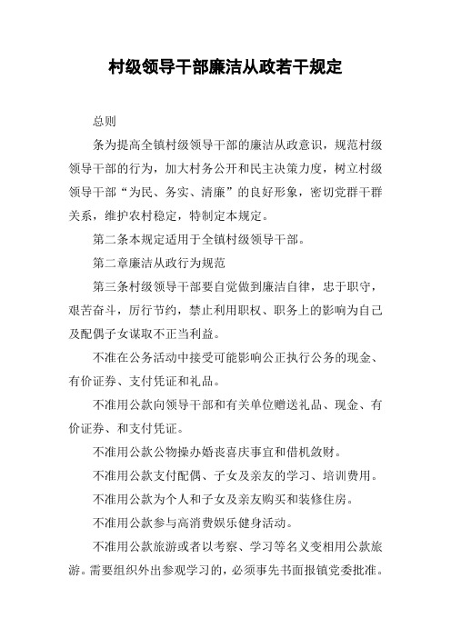 村级领导干部廉洁从政若干规定
