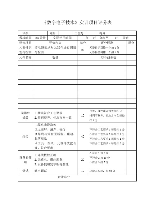 电子实训项目评分标准