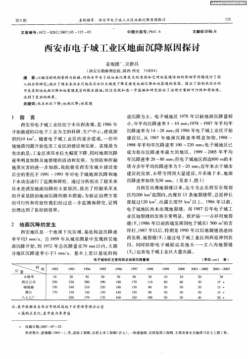 西安市电子城工业区地面沉降原因探讨