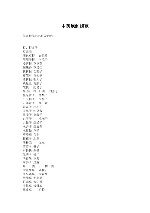 中药炮制规范