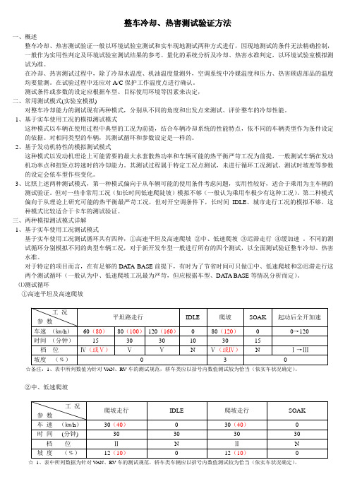整车冷却测试验证方法