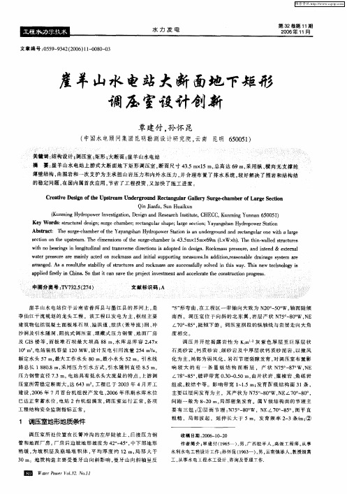 崖羊山水电站大断面地下矩形调压室设计创新