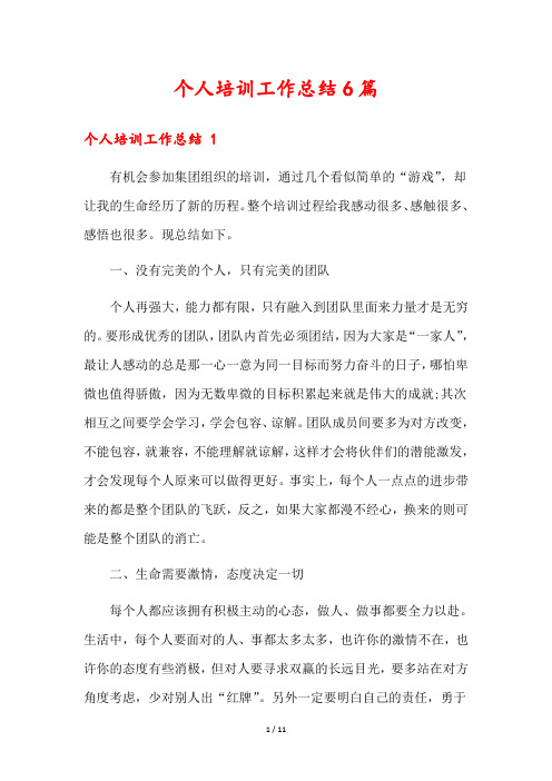 个人培训工作总结6篇