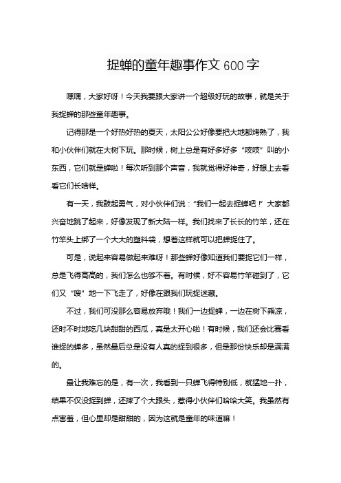 捉蝉的童年趣事作文600字