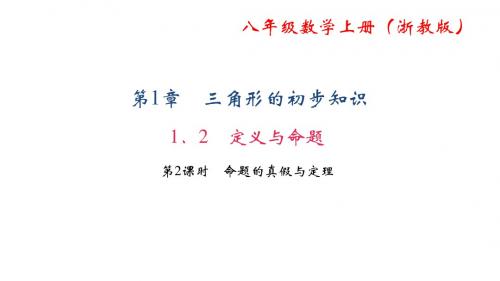 八年级数学上册(浙教版)课件：1.2 定义与命题 第2课时 命题的真假与定理