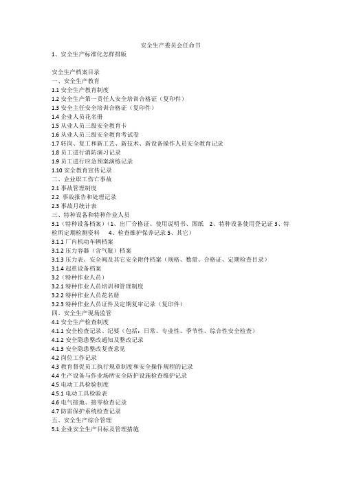 安全生产委员会任命书安全生产