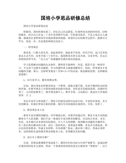 国培小学思品研修总结