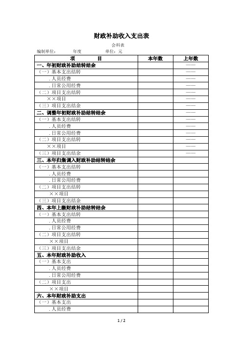 财政补助收入支出表