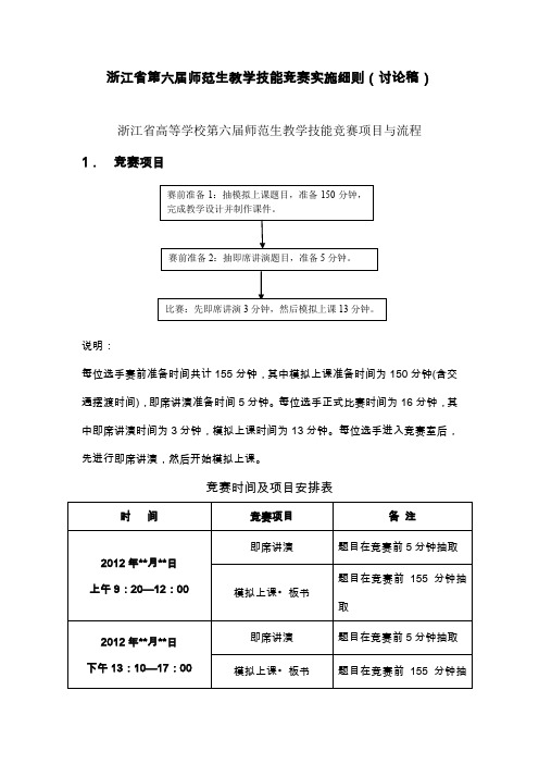 浙江省第六届师范生教学技能竞赛实施细则(讨论稿)