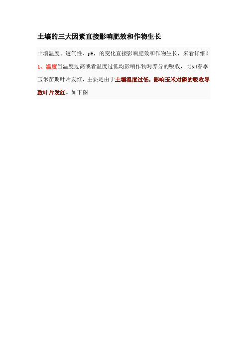 土壤的三大因素直接影响肥效和作物生长