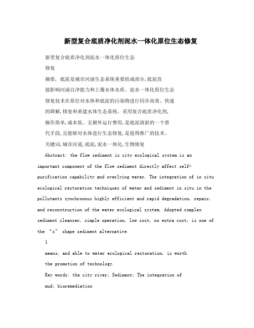 新型复合底质净化剂泥水一体化原位生态修复