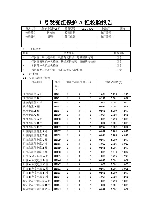 CSC-300数字式发变组保护校验报告1