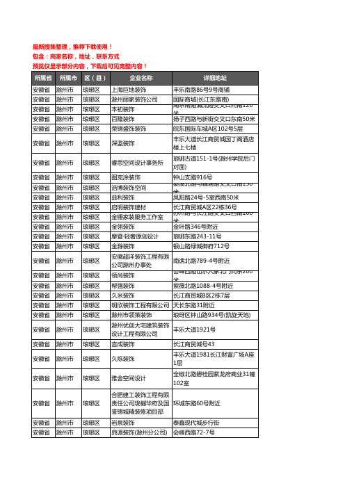 新版安徽省滁州市琅琊区装修公司企业公司商家户名录单联系方式地址大全123家
