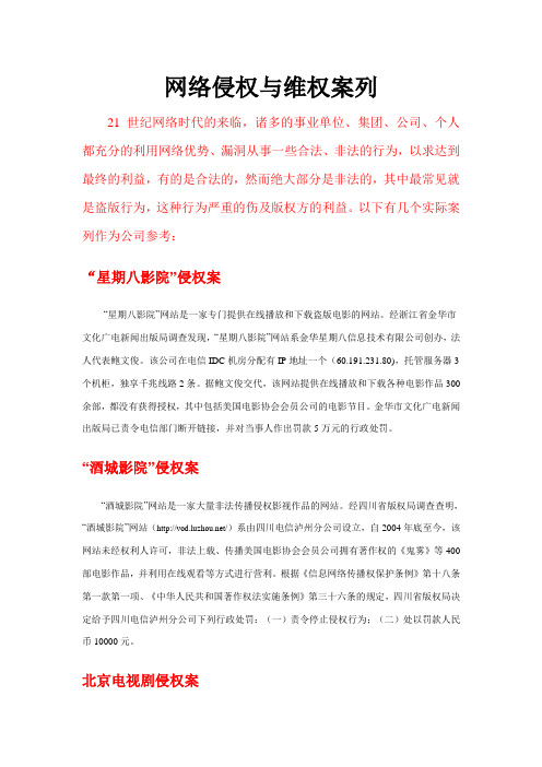 网络侵权案列