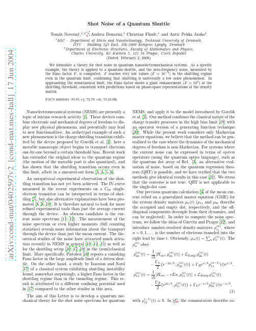 Shot Noise of a Quantum Shuttle