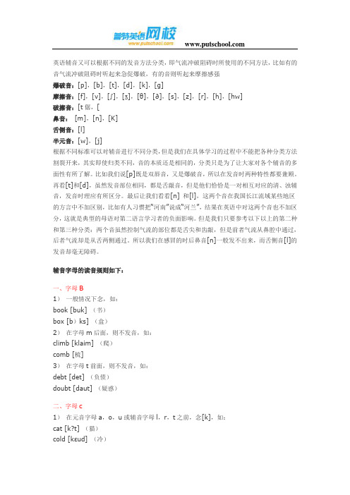 21个辅音字母的发音规则详解
