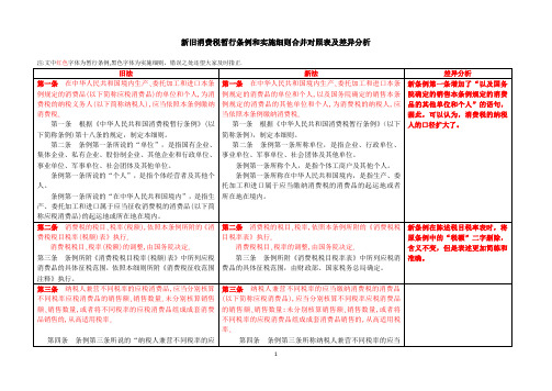 新旧消费税暂行条例和实施细则合并对照表及差异分析