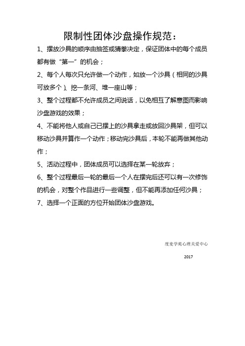 限制性团体沙盘操作规范