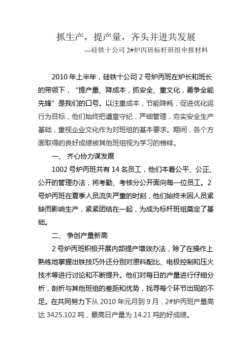 标杆班组申报材料(2号炉丙班)