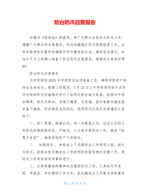 防台防汛自查报告