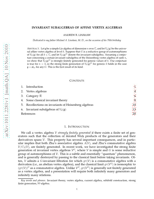 1011.2281v1INVARIANT SUBALGEBRAS OF AFFINE VERTEX ALGEBRAS