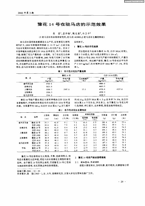 豫花14号在驻马店的示范效果