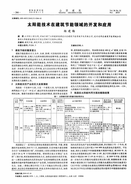 太阳能技术在建筑节能领域的开发和应用