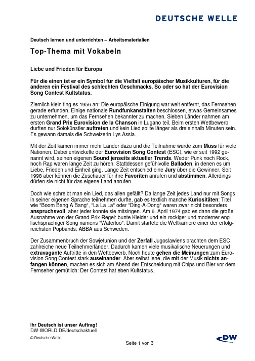 Liebe und Frieden für Europa