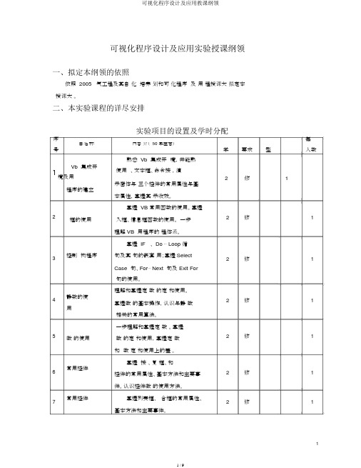 可视化程序设计及应用教学大纲