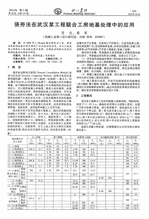 强夯法在武汉某工程联合工房地基处理中的应用