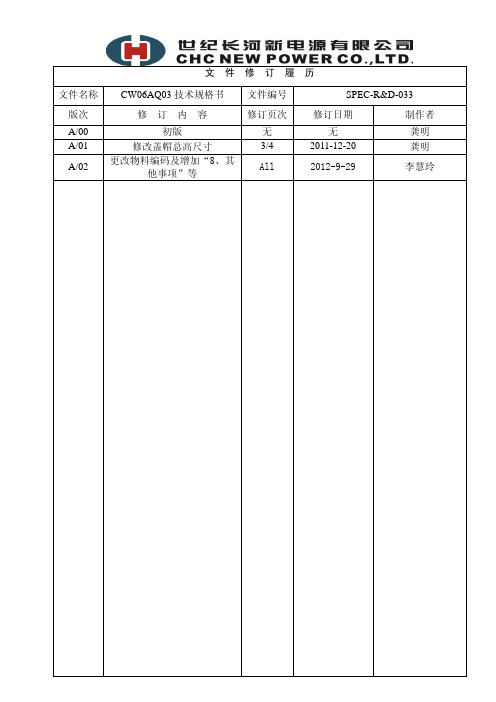 SPEC-RD-033 CW06AQ03技术规格书A02