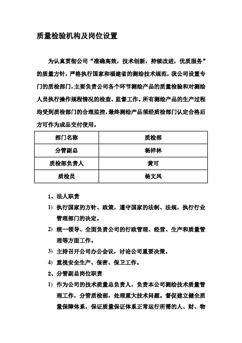 质检机构及岗位设置