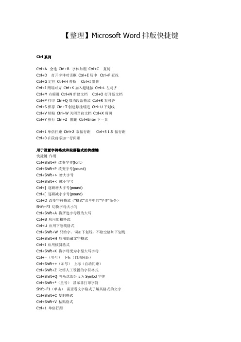 Microsoft Word排版快捷键