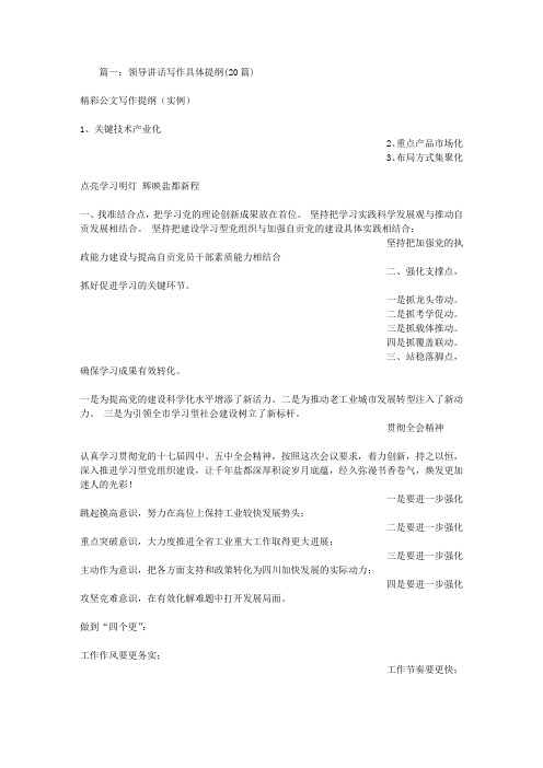 领导讲话提纲