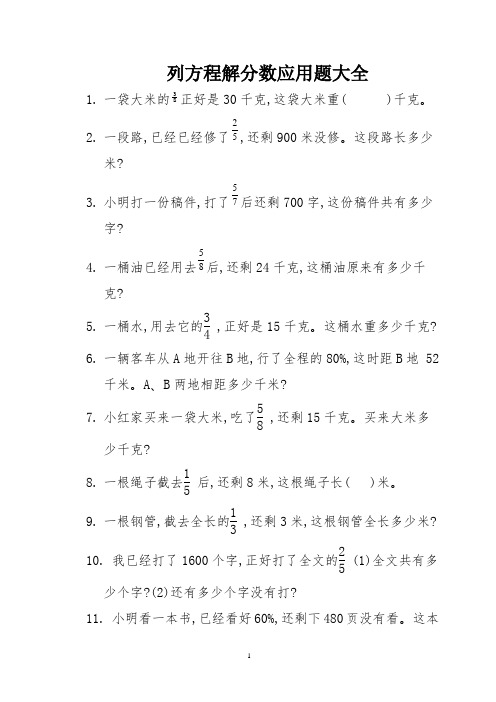 13列方程解分数应用题大全 (1)