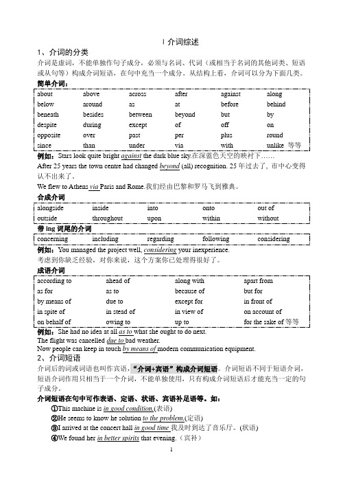 一轮复习：介词&代词