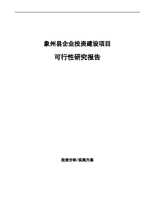 象州县编写生产项目可行性研究报告