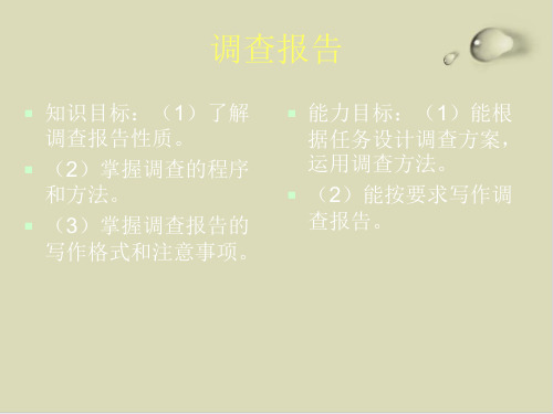 调查报告写作要求PPT课件(19张)