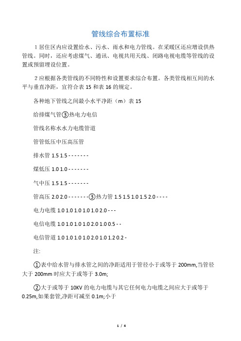 住宅小区管线综合布置标准