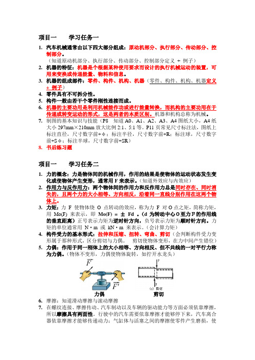 汽车机械基础考试重点