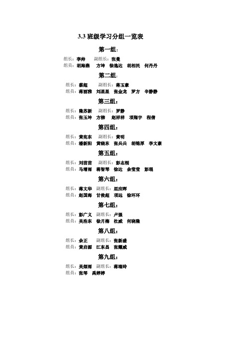 3.3班学习小组分组