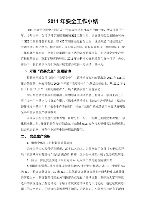 2011年安全工作小结