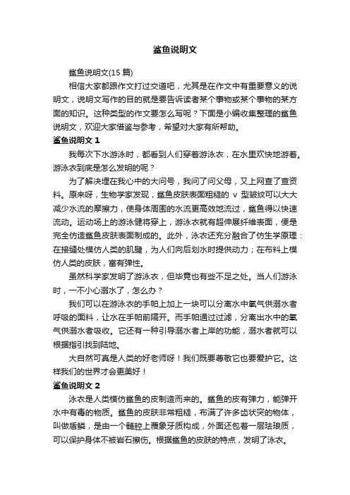 鲨鱼说明文（15篇）