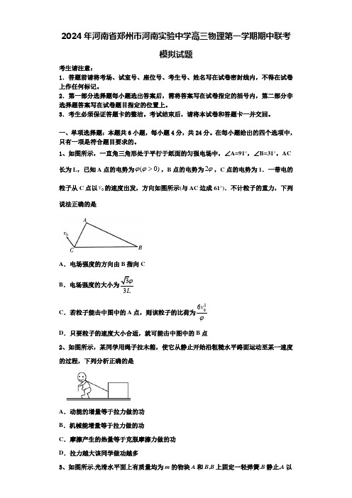 2024年河南省郑州市河南实验中学高三物理第一学期期中联考模拟试题含解析